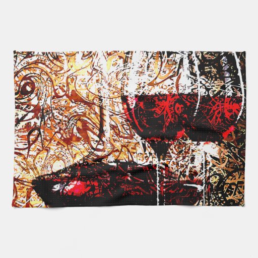 Abstract with Wine Kitchen Towels Zazzle