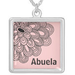 Abuela Necklace Trendy Black Flower on Pink