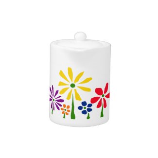 AC- Awesome Cheerful Daisy Floral Art Teapot