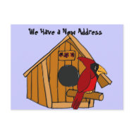 AC- Birdhouse and Cardinal Moving Notices postcard