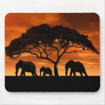 Acacia Elephant Sunset Mouse Pads
