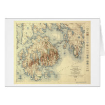 Acadia National ParkTopographic Panoramic Map Greeting Card