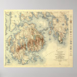 Acadia National ParkTopographic Panoramic Map Print