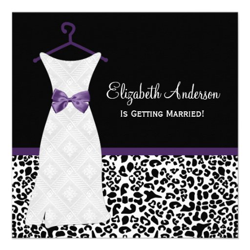 Acai Purple Gown Leopard PrintBridal Shower Invitations