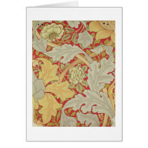 Acanthus leaves and wild rose on a crimson backgro card