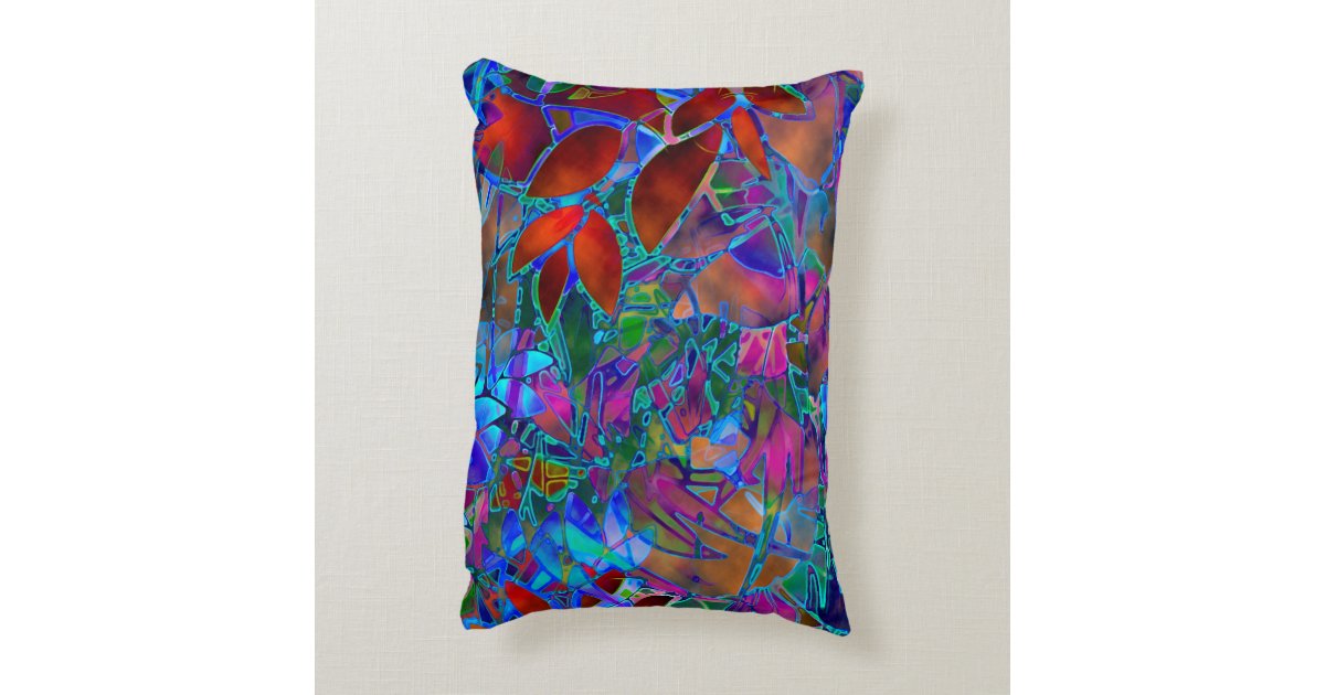 Accent Pillow Floral Stained Glass Zazzle