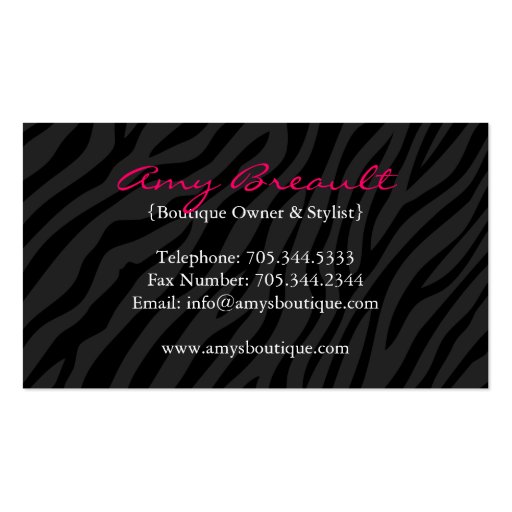Accessorie Boutique Business Card (back side)