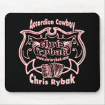 Accordion Cowboy Logo - Light Pink Apr. for Black Mousepad
