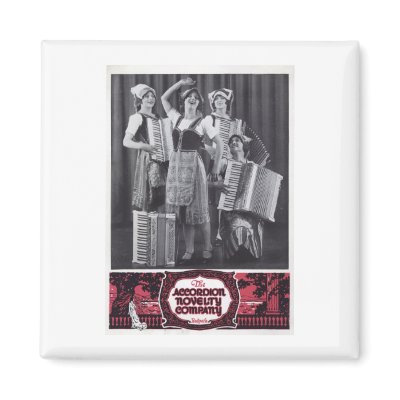 Accordion Girls Vintage Ad Fridge Magnet by Instrumentals