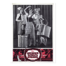 Accordion Girls Vintage Ad Postcard