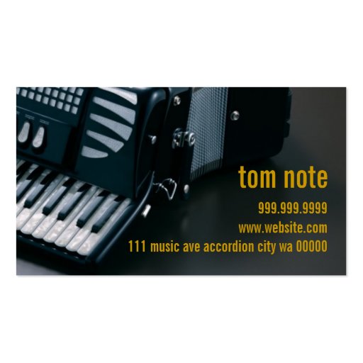 Accordion Lessons Music Instruments Teacher Business Card Template (back side)
