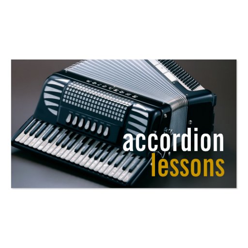 Accordion Lessons Music Instruments Teacher Business Card Template (front side)