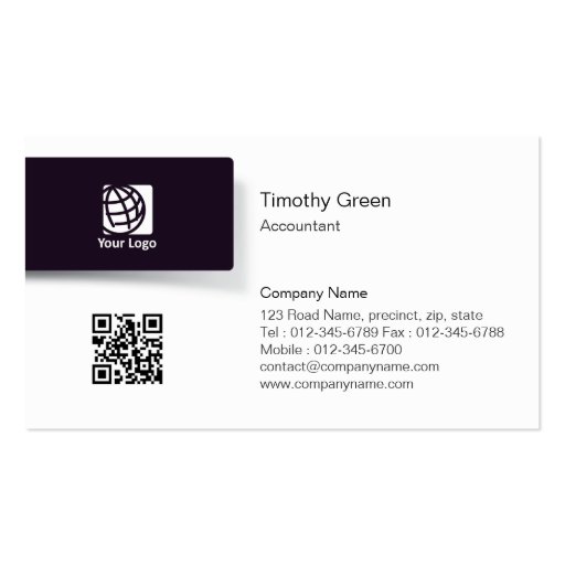 Accounant Black Tab Logo Simple Business Card #08 (front side)