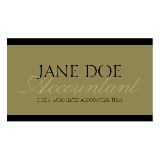Accountant Antique Gold Script Business Card Template (front side)