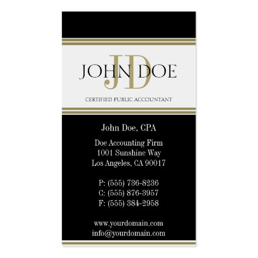 Accountant Black Gold Stripes Business Card (back side)