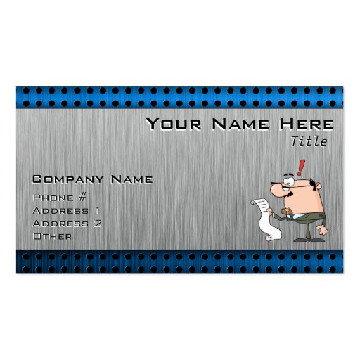 Accountant; Brushed metal-look Business Card Template (front side)