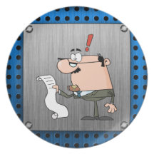 Accountant; Brushed metal-look Dinner Plates