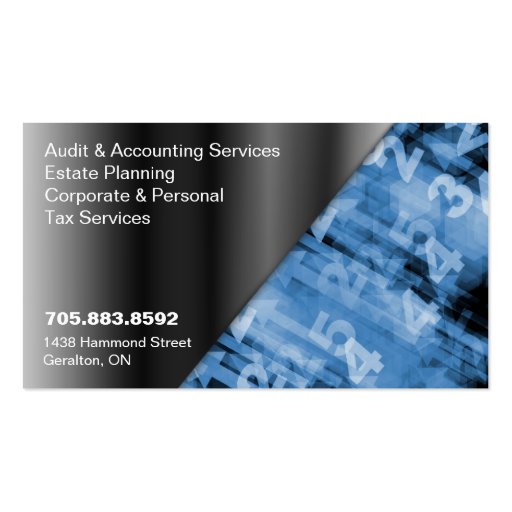 Accountant Business Card Black & Blue Numbers (back side)