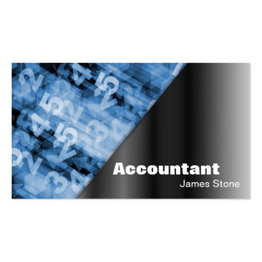 Accountant Business Card Black & Blue Numbers