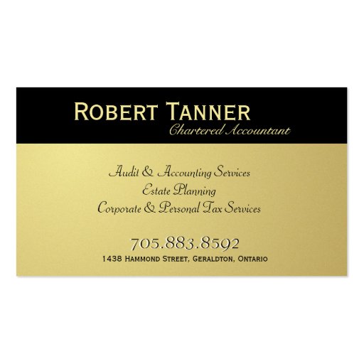 Accountant Business Card Monogram Black Gold (back side)