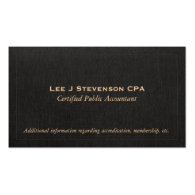 Accountant CPA Faux Black Linen Business Card
