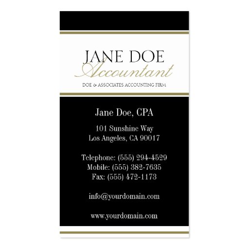 Accountant Gold Script Business Card (back side)