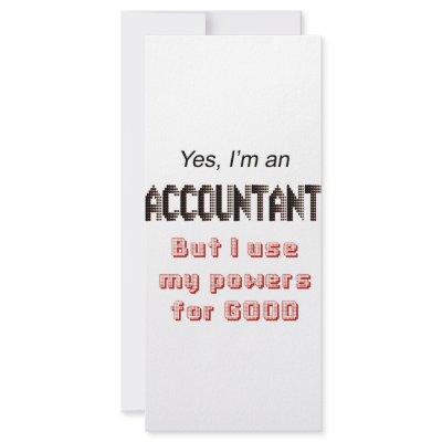 Accountant Powers Funny Office Humor Saying Customized Rack Card by AngelCityArt