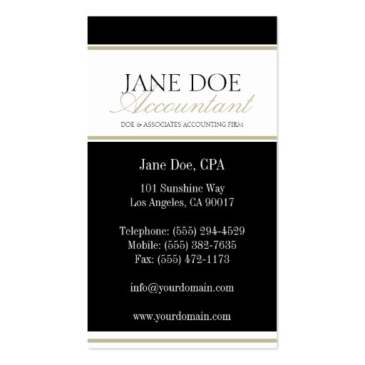 Accountant Tan Script Business Card Template (back side)