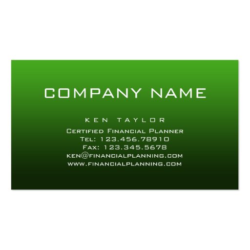 Accounting - Bookkeeping Business Card Green (back side)