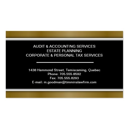 Accounting Business Card - Banner Black & Gold (back side)
