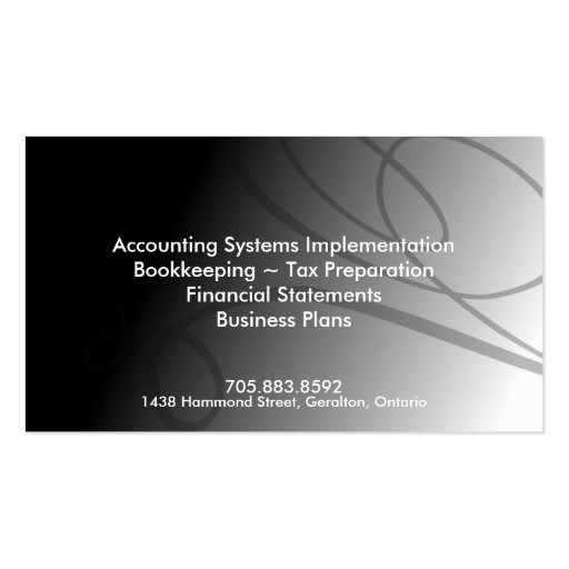Accounting Business Card - Black and White Swirl (back side)