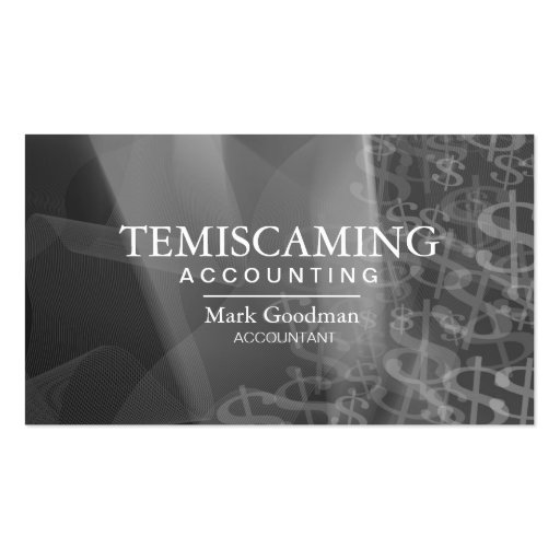 Accounting Business Card Black White Dollar Signs
