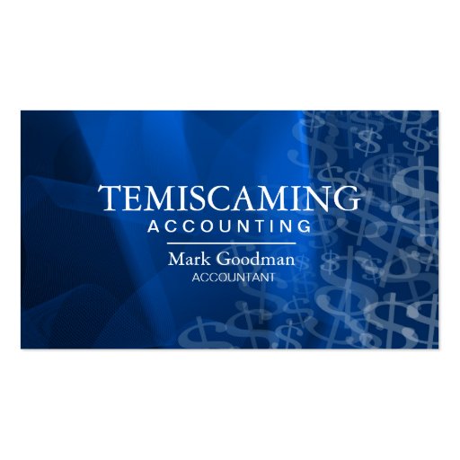 Accounting Business Card - Blue Dollar Signs (front side)