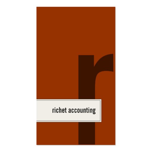 Accounting Business Card Bold Monogram Orange (front side)