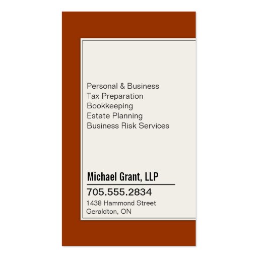 Accounting Business Card Bold Monogram Orange (back side)