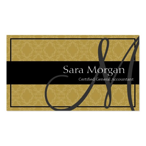 Accounting Business Card - Classy Monogram Damask (front side)