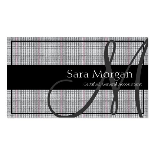 Accounting Business Card - Classy Monogram Damask (front side)