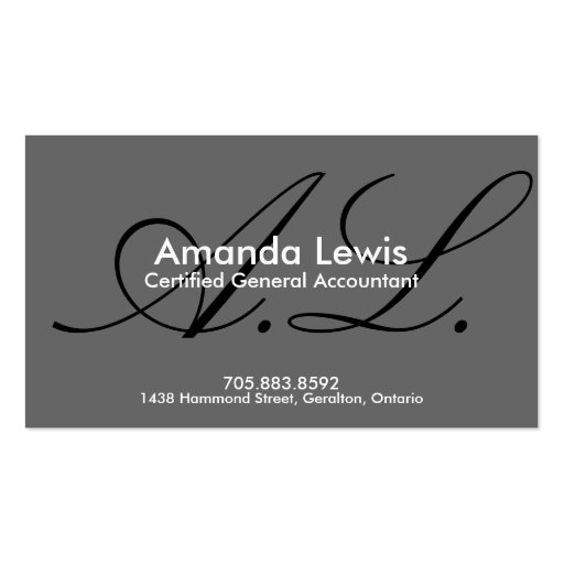 Accounting Business Card - Monogram Black & White (front side)