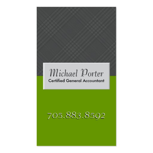 Accounting Business Card - Monogram Grey Plaid (front side)