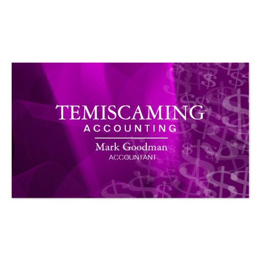 Accounting Business Card Pink White Dollar Signs (front side)