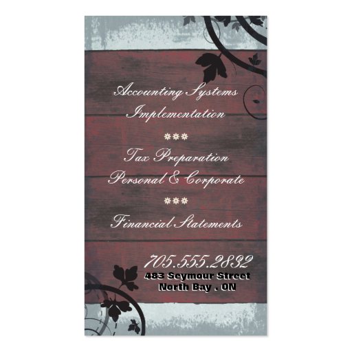 Accounting Business Card - Vintage Barn Board (back side)