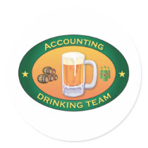 Accounting Drinking Team Round Stickers