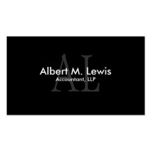Accounting Financial Business Card Black Monogram