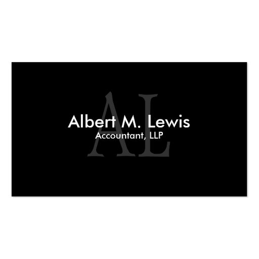 Accounting Financial Business Card Black Monogram (front side)