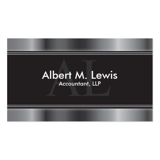 Accounting Financial Business Card Silver Monogram (front side)