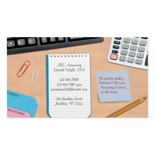 Accounting / Office Work Business Card (front side)