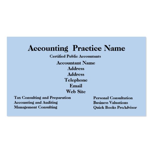 Accounting Practice Business Card (back side)