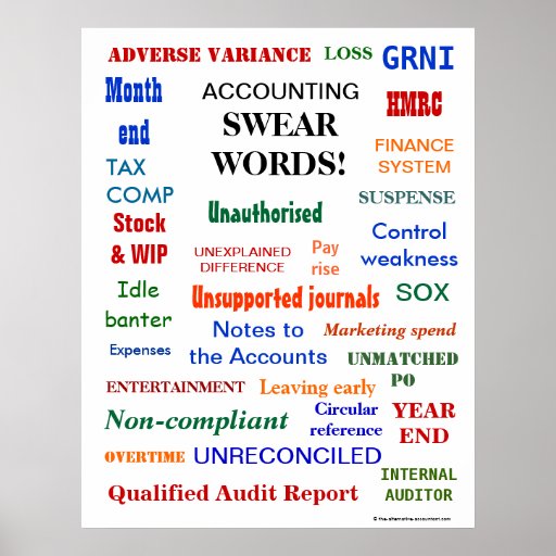 ACCOUNTING SWEAR WORDS UK English Posters Zazzle