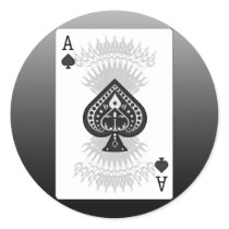Ace of Spades Poker Card: Round Sticker