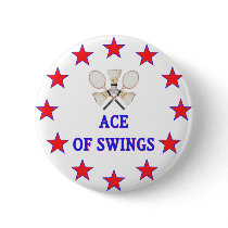 Ace of Swings Badminton Pinback Buttons